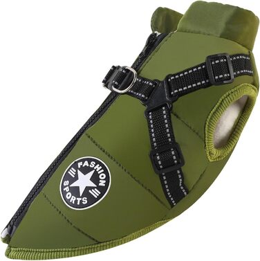 Водонепроникний собачий дощовик Extreme 2.0 з шлейкою, тепла зимова куртка для собак з відбивачами, дихаюча жилетка для собак маленьких та середніх порід (зелений, L)