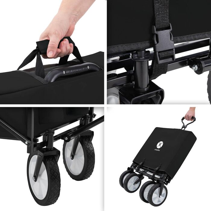 Складаний візок Miweba MB-35 | Вантажопідйомність 120 кг - для дітей, саду, пляжу | Чорний/Темно-сірий