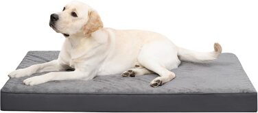 Ортопедичне ліжко для собак великих порід KSIIA, 91x68 см, знімний чохол, двостороннє, темно-сірий колір