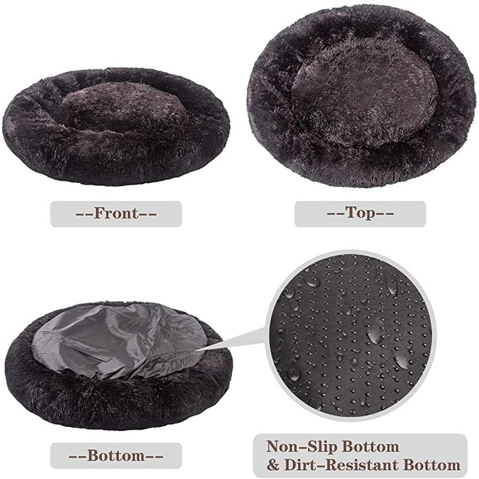 Лежанка для собак великих та середніх порід, чорна, 80 см, знімний чохол, неслизький низ