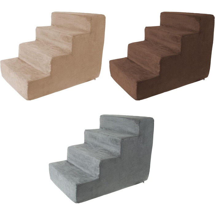 Сходинки для собак Petmaker: 4 сходинки для високих ліжок та диванів, з неслизьким дном, щільним шаром піни та знімним чохлом, для котів та собак (Сірий)