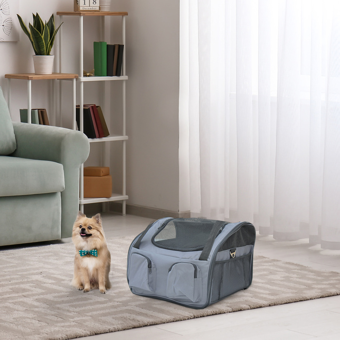 PawHut Dog Crate Автомобільна транспортна коробка Люлька Оксфорд сірий 41x34x30см для безпечної подорожі з собакою