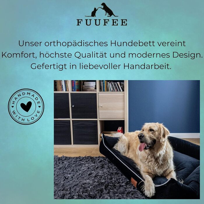 FUUFEE Лежанка для собак великих порід, 100 x 80 см, знімний водостійкий чохол на блискавці, колір морський