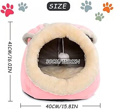 Кішка ліжко для дому, будиночок для кота, меблі для тварин, ліжко для кошенят, намет, печера, м'яке ліжко для собак середніх розмірів, знімний, пральний, м'який пухнастий килимок, рожевий колір