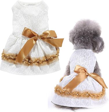 Сукня для собак LifeWheel: елегантний наряд для маленьких та середніх собак, цуценят. Сукня принцеси з мереживом, тепла, для святкування (Halloween, Різдво, весілля) - білий колір.