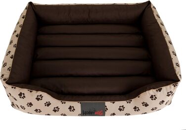 Преміум лежанка для собак Prestige M (65x50 см, бежева з лапами) - зручне собаче ліжко знімний чохол
