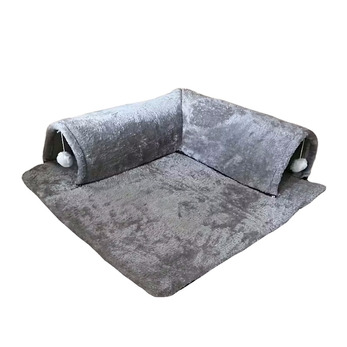Великий тунель для кроликів та гризунів, сірий, 50x50 см, 100% хутро