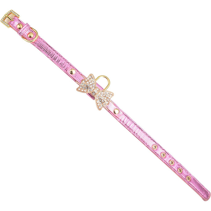 LOVPE: Рожеве шкіряне ошийник з кільцем для маленьких собак/кішок, регульований, розмір XS, рожевий (упаковка 1)