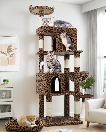 Комплекс для котів Globlazer Kratzbaum Maine Coon 183 см з 2 печерами, великою лежаком, стійкий кактус для великих котів (Леопард)