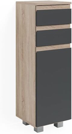 Пенал для ванної Vicco J-Shape, антрацит/дуб сонома, 30x95 см