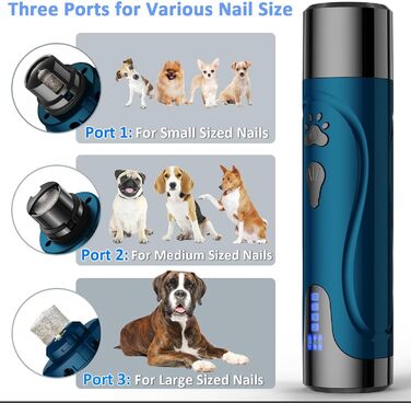 Електричний точилка для кігтів собак YABIFE, 3 швидкості, синій