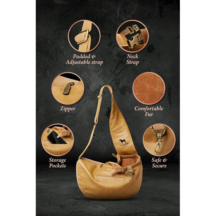 Трансформер для собак Noah & Paw: переноска для маленьких собак до 10 кг з регульованим плечовим ременем та м'яким хутром, 3 ступені безпеки, веганська шкіра