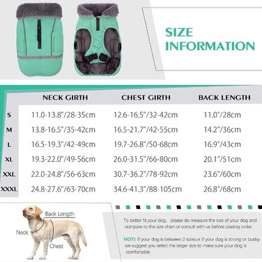 Зимовий одяг для собак QBLEEV: теплий, водонепроникний, з флісовою підкладкою, для холодної погоди, розмір L (Турквіс)