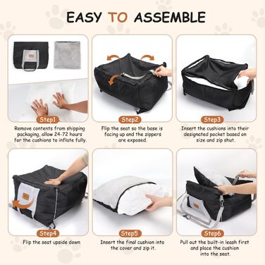 Автокрісло для собак Nobleza: зручне та миється, з кишеньками та двостороннім матрацом, L58x56x33 см, Oxford, на всі сезони