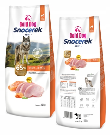 Сухий корм для собак Gold Dog Snocerek 12кг (індичка, лосось, овочі) для суглобів