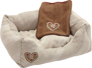 Лежак для домашніх тварин Kerbl Love You, 47x37x17 см / 50x40 см, бежевий, м'який