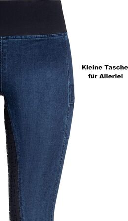 Джинсові легінси для верхової їзди RIDERS CHOICE з повним силіконовим покриттям та кишенею для телефону - RidersDeal Collection, 32, Темно-синій