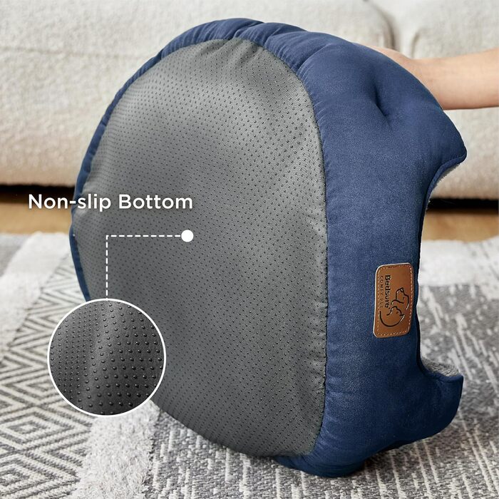 Ліжко для котів BEDSURE, двостороння подушка, 63x53x20 см, м'яке та пране, для котів і малих собак, темно-синє