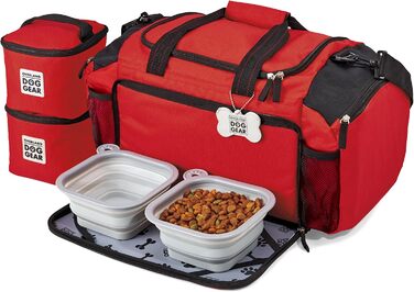 Чорна сумка-переноска для собак Overland Chiens, Duffel для великих і середніх собак, з 2 ручками та 2 складними мисками