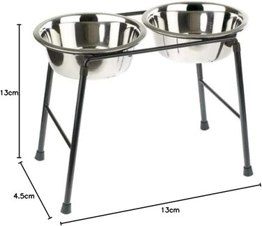 Двомиска для собак Classic Pet Products з високою підставкою, 2 × 1600 мл, нержавіюча сталь, 30 см