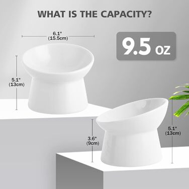 Котло propositions для котів з кераміки, піднятий годівниця, 15° нахил, 280 мл, білий, великий - для запобігання зригування