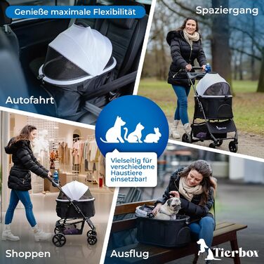 Tierbox Будь-куди: візок для собак до 10 кг, складний, для маленьких собак та котів, рожевий