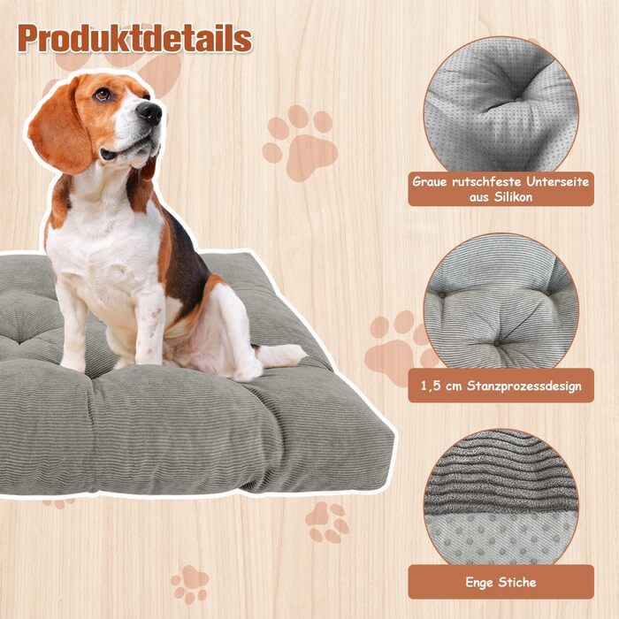 Ортопедичне ліжко для собак 50x30x8 см, м'яке, з антиковзним дном, для маленьких та середніх собак, біле