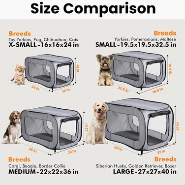 Складаний будиночок для собак і котів Beatrice Home Fashions, 91×56×56 см, сірий, переносний будинок для домашніх тварин