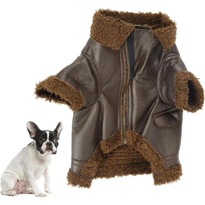 Зимовий шкіряний теплий одяг для собак Pssopp, куртка з PU-шкіри, зручний підклад з фетру, для маленьких, середніх та великих собак, розмір M