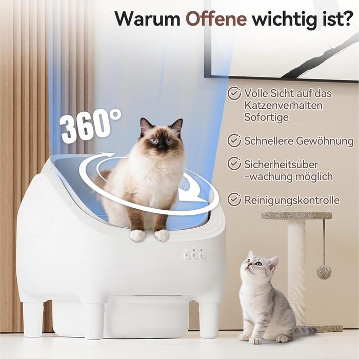 Автоматичний лоток для котів TRIUMPHKEY, XXL, з керуванням через додаток, самоочисний, для великих котів до 15 кг, 15 днів без очищення, підходить для кількох котів