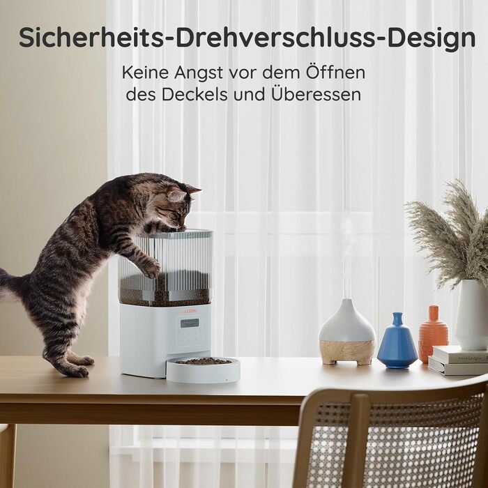 Автоматичний кормушка для котів WOPET 4L: програмування, 180 днів роботи, сталева миска, білий колір