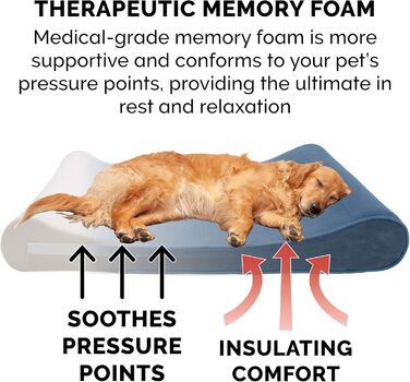 Ортопедичне ліжко для собак Furhaven, великі породи, до 34 кг, знімний, пральний чохол, Minky Plüsch & Samt Luxe, сірий колір, Jumbo/XL, розмір 91 x 61 x 14 см
