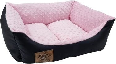 Ліжко для собак Odolplusz: м'який кошик-софа для маленьких собак, 50x40 см, з силіконовими кульками, гіпоалергенне (чорний + рожевий мінки)