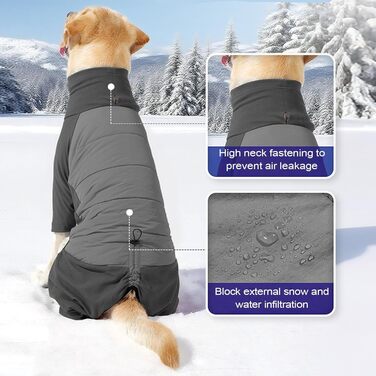 Водонепроникний зимовий теплий одяг для собак, теплий комір, для прогулянок, хандерінгу та кемпінгу, розмір M (Сірий, розмір XL)