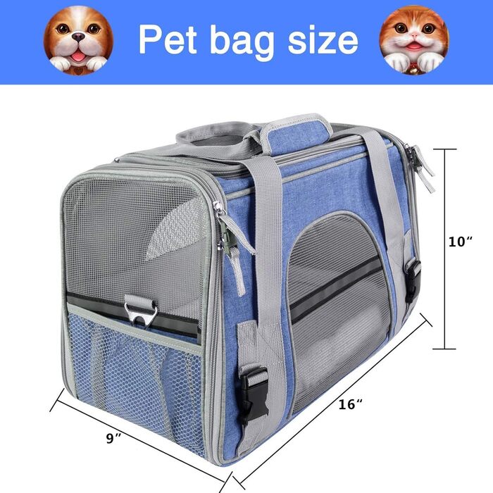 Складана переноска для собак та котів PJDDP, блакитна: зручна та комфортна переноска для тварин