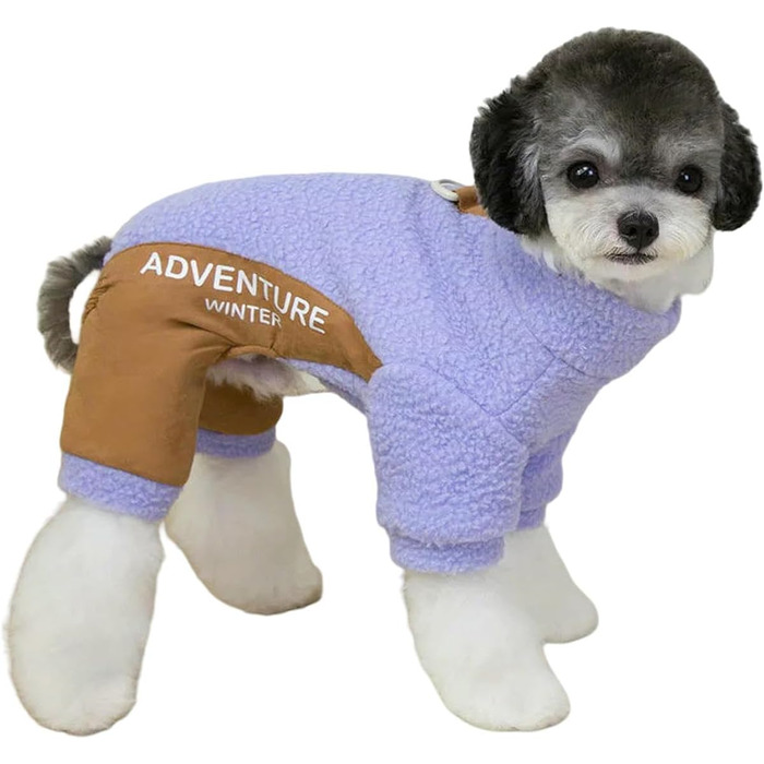 Теплий зимовий одяг для собак: піжама-комбінезон для маленьких собак, тепла лілова комбінезон для домашніх тварин