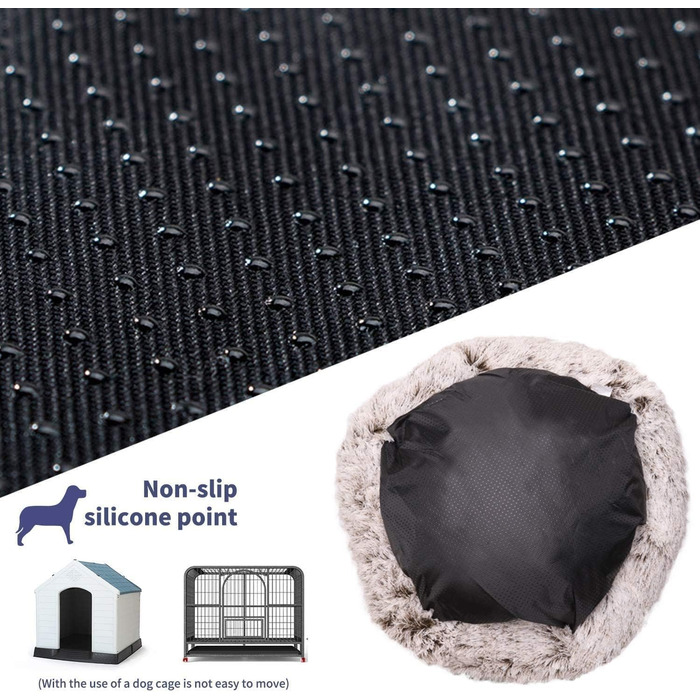 М'яке ліжко для собак Haoye, кругла подушка для домашніх тварин, ліжко-донат для котів та собак, миється, зручне ліжко для котів та собак (діаметр 50-120см / 7 розмірів), діаметр 70см (Чорний, діаметр 50см)
