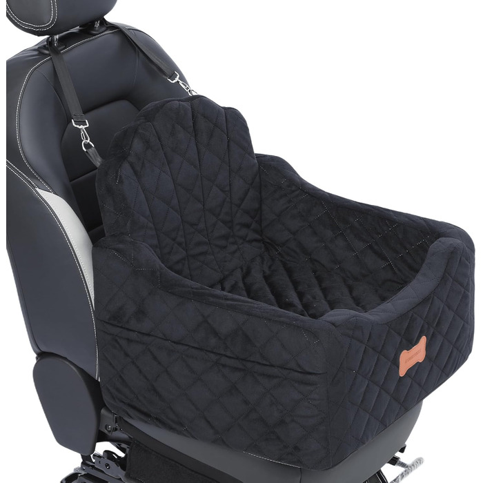 Автокрісло для собак маленьких порід до 13,6 кг, знімний, миючий, з ременями безпеки та кишенями для зберігання, автоліжко для подорожей (Чорний, Small)