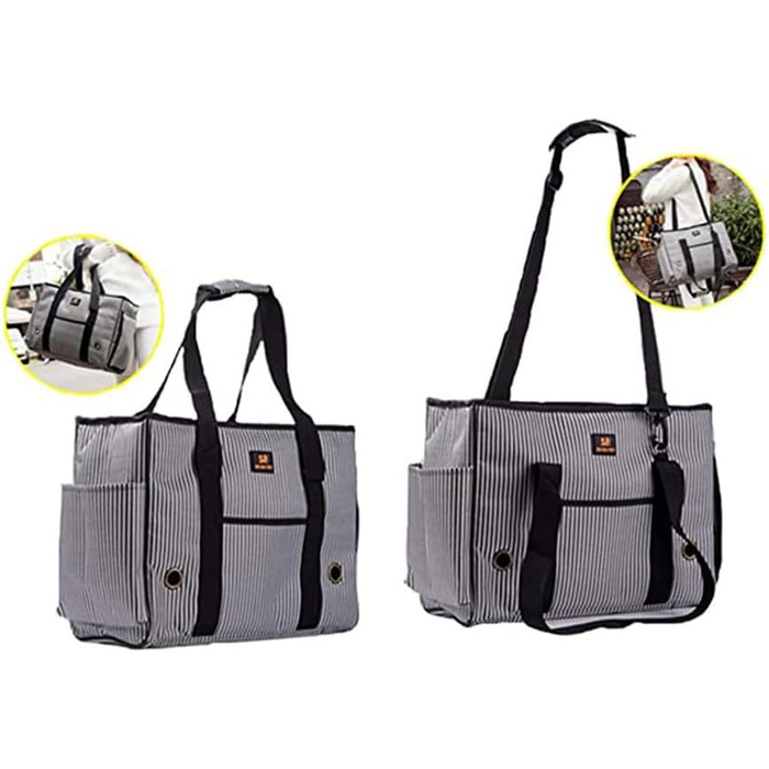 Сумка-переноска для тварин: переноска для собак, сумка для подорожей, через плече, регульована, складна, для маленьких собак, котів, цуценят, сіра, M