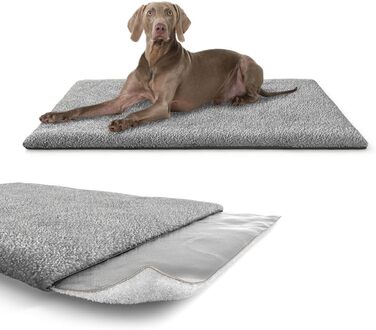 Килимок для собак Knuffelwuff Melbourne самонагріваючийся, 100x70 см, сірий. З ізолюючим шаром повітря, активне нагрівання при вологості, імітація овечої шкури, легко чиститься, форма стабільна.