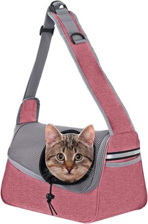 Сумка-переноска для собак і котів, рожева, 36x21 см, з відділенням для речей