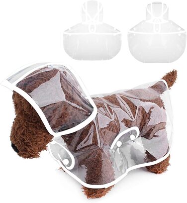 Дощовик для собак PETCUTE, водонепроникний, з капюшоном, PVC, дихаючий, з кнопками, для середніх та великих собак (6XL, білий)