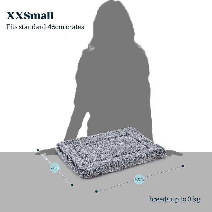 Міцне ліжко для собак Toutwool, стійке до кусання - м'яка підстилка для переноски, для агресивних собак, миється, підходить для малих порід, розмір L (62см), 58x41x5см, (XXS, Charcoal)