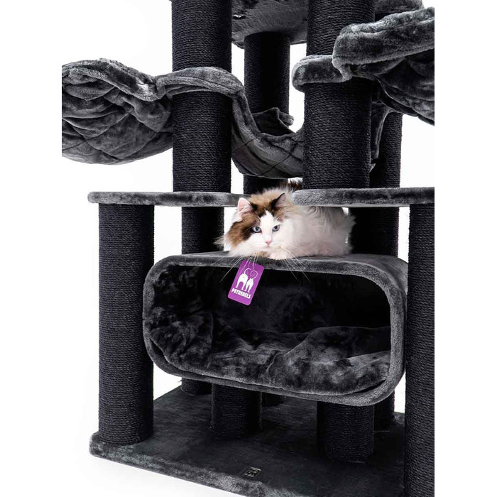 Драбина для котів Petrebels Skyline XXL, 186 см, чорна. Підходить для великих котів, таких як Мейн-кун