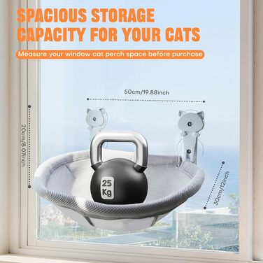 Кішка лежак на вікно Homegroove, 45 x 30 см, сірий, металевий каркас