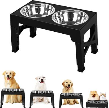 Набір мисок для собак з регульованою висотою, 2 шт. з нержавіючої сталі, для великих, середніх та малих собак