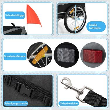 Фаркоп для велосипеда Costway для собак до 40 кг, сірий, складний