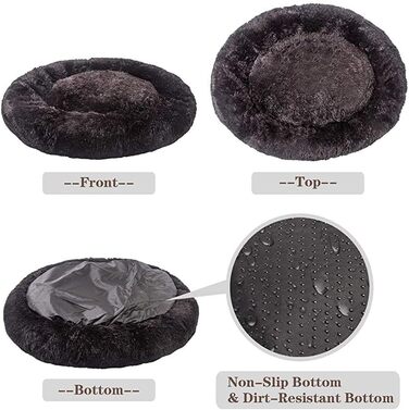 Лежанка для собак великих та середніх порід, чорна, 80 см, знімний чохол, неслизький низ