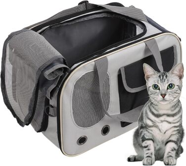 Транспортна переноска для котів та собак LUCKDANO, складана, з регульованим ременем, міцна, стильна (BLACK)