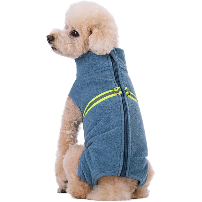 Теплий собачий светр з флісу та світловідбиваючою жилеткою (XXL, Haze Blue)